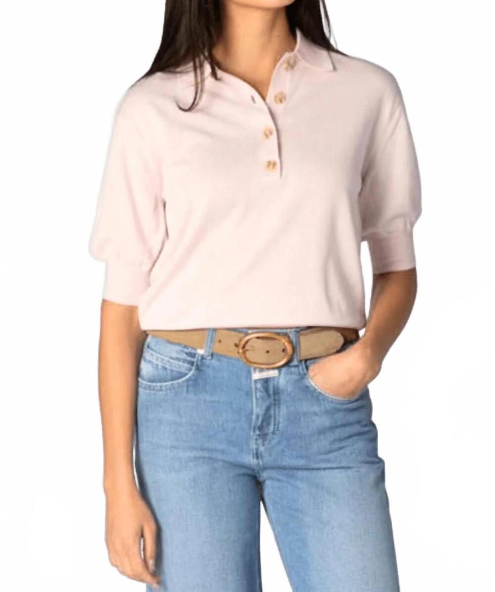 NEW APIECE APART oda polo top in rosewater